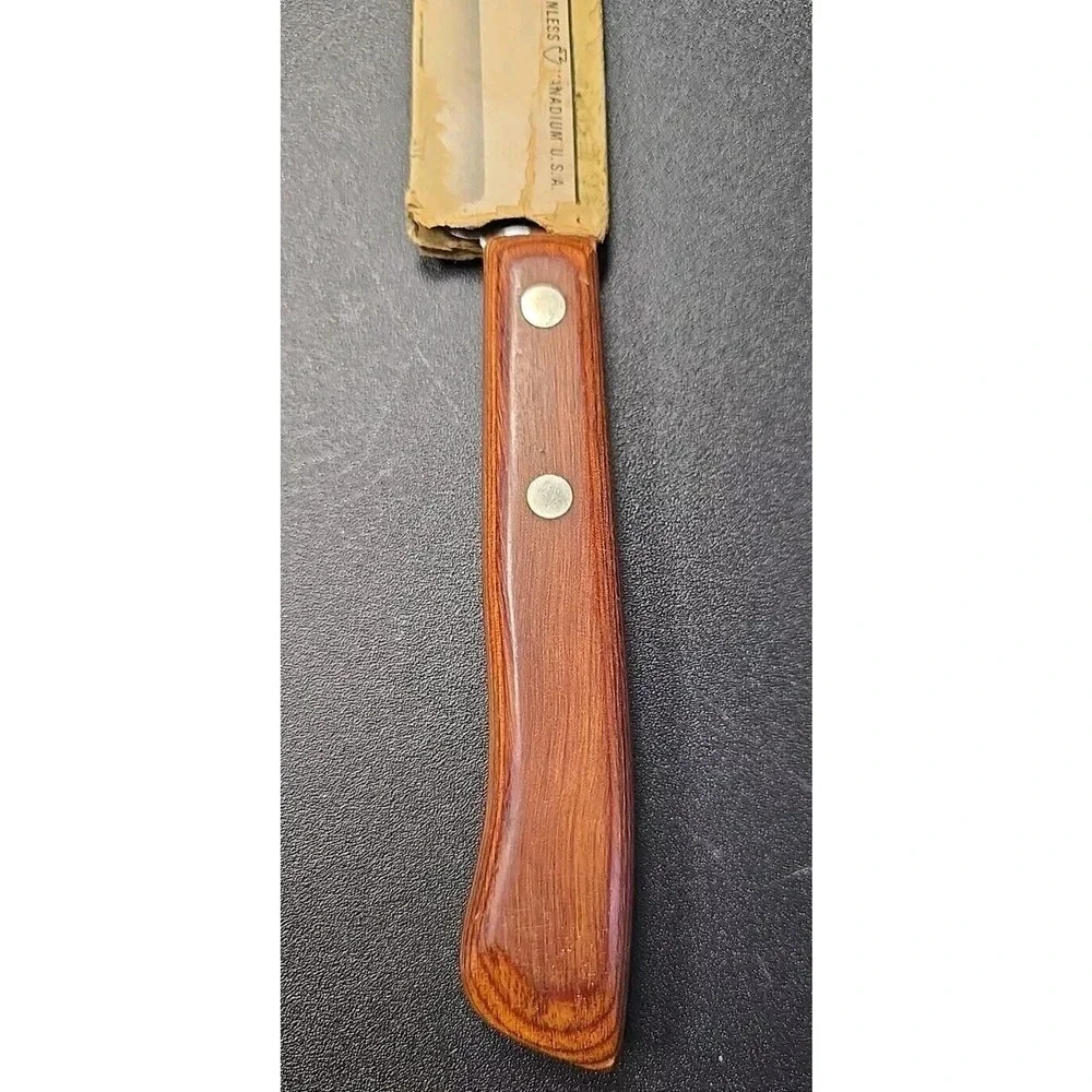 FLINT Butcher Knife Stainless Vanadium Steel USA Kitchen Utility Vintage